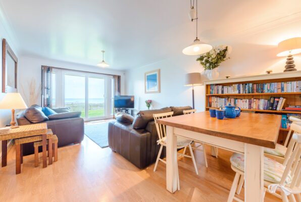 The lounge of Headland View in Newquay, overlooking the sea